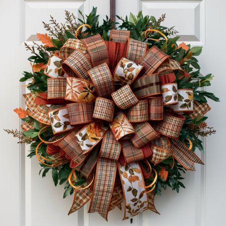 Fall/Autumn Season Ribbon Wreath